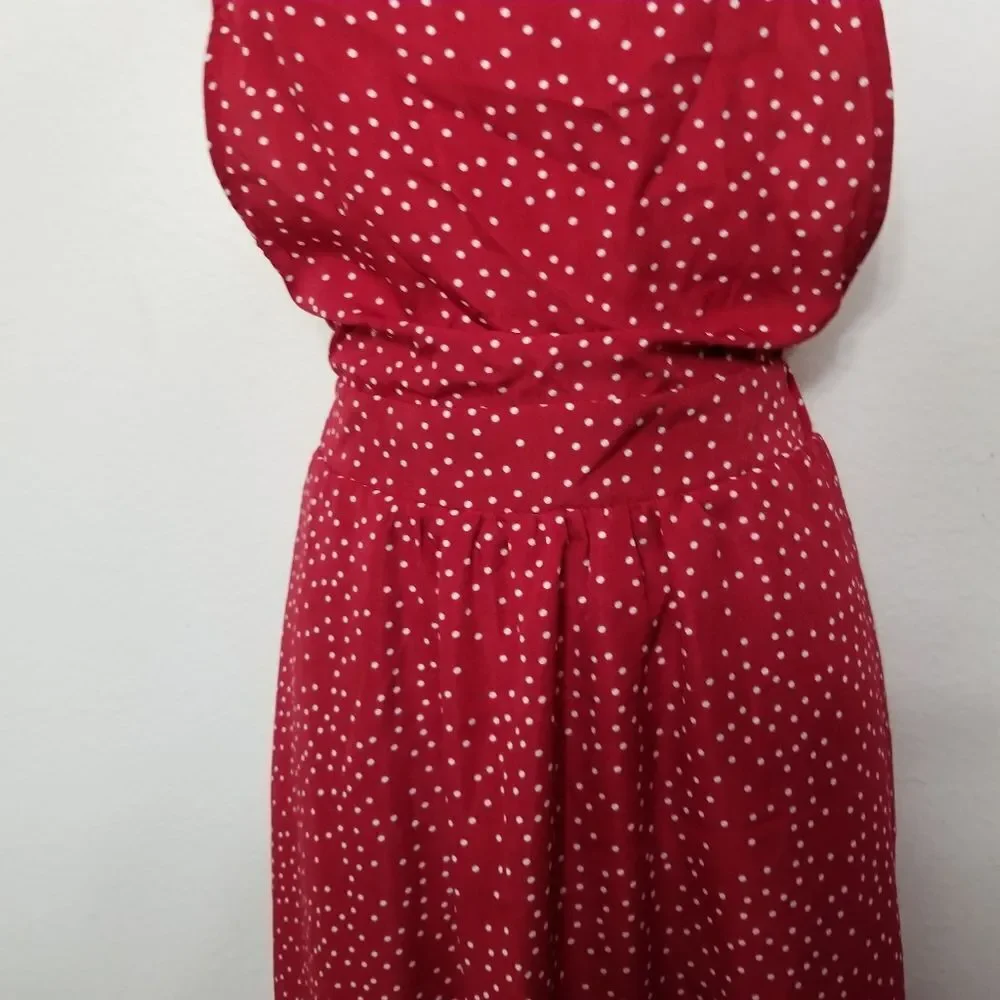 Bloomchic Red and White Polka Dot Ruffle Trim Dress - Picture 6 of 9